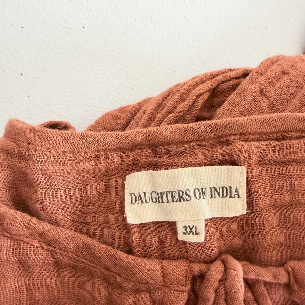 Daughters of India Kyra Midi Dress 3XL Gauze Cotton Boho Rust Brown - Picture 7 of 8